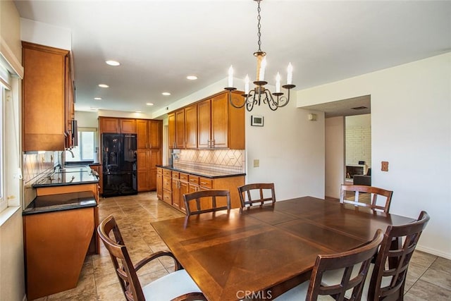 14772 Forrest Ln, Westminster, CA 92683 - dining space with a chandelier, recessed lighting, and light tile patterned flooring