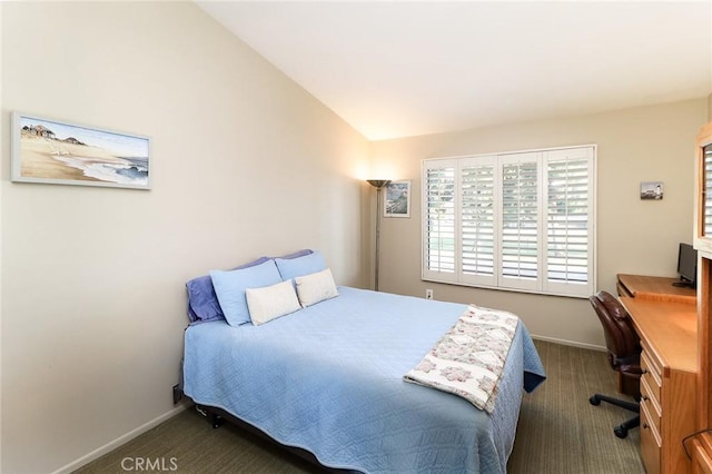 511 W Puente St Unit 4, Covina, CA 91722 - carpeted bedroom featuring an office area and vaulted ceiling