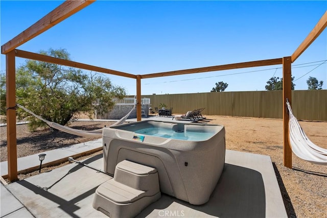 63608 Jadeite St, Joshua Tree, CA 92252 - fenced backyard featuring a hot tub