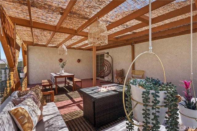 63608 Jadeite St, Joshua Tree, CA 92252 - view of patio / terrace with a pergola and an outdoor living space
