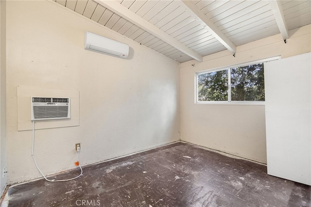 609 S Lassen St, Willows, CA 95988 - spare room featuring an AC wall unit, wood ceiling, and a wall mounted air conditioner