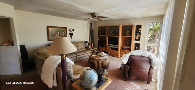 45342 State Highway 74, Hemet, CA 92544 - living room with ceiling fan and light colored carpet