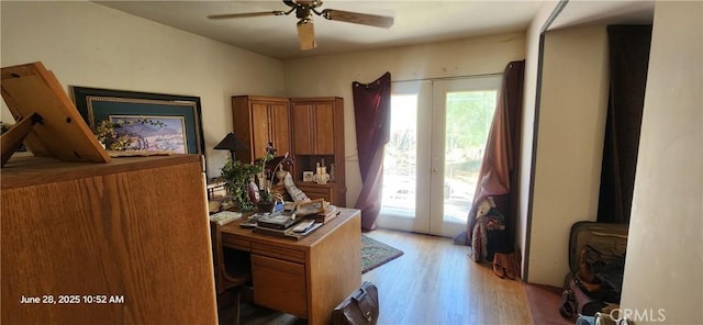 45342 State Highway 74, Hemet, CA 92544 - office area featuring healthy amount of natural light, light wood-style flooring, and a ceiling fan