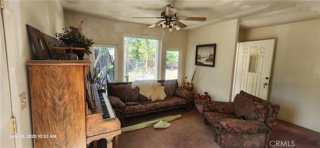 45342 State Highway 74, Hemet, CA 92544 - carpeted living room with ceiling fan
