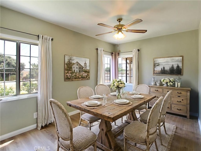 1023 Fremont St, Calimesa, CA 92320 - dining area with a ceiling fan and light wood-style floors