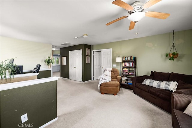 45749 21st St W, Lancaster, CA 93536 - living room featuring carpet floors and a ceiling fan