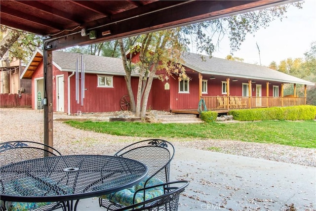 42179 High Point Ct, Ahwahnee, CA 93601 - view of patio / terrace with an outbuilding and outdoor dining area