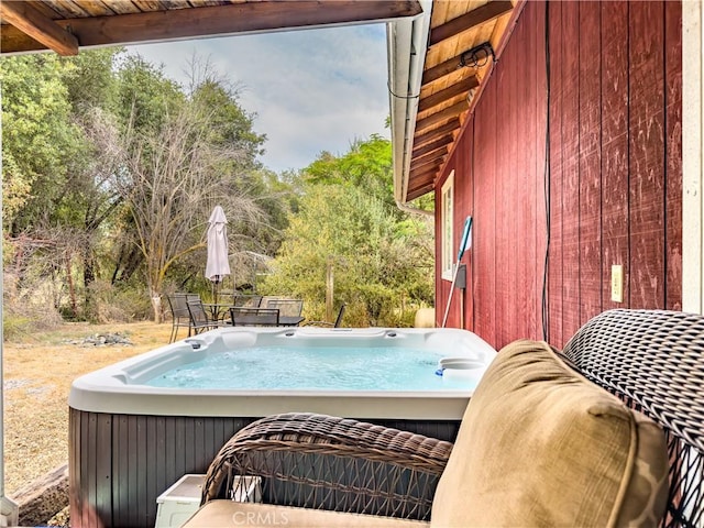 42179 High Point Ct, Ahwahnee, CA 93601 - view of patio / terrace with a hot tub