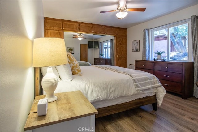 42179 High Point Ct, Ahwahnee, CA 93601 - bedroom with wood finished floors and a ceiling fan