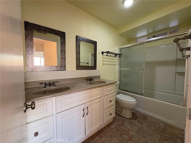 22407 Birds Eye Dr, Diamond Bar, CA 91765 - bathroom featuring combined bath / shower with glass door and double vanity