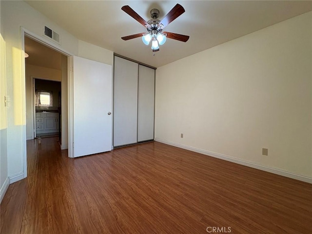 22407 Birds Eye Dr, Diamond Bar, CA 91765 - unfurnished bedroom featuring wood finished floors, a closet, and ceiling fan