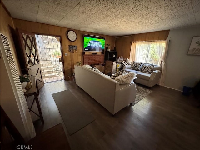 23789 Zuger, Crestline, CA 92325 - living area featuring wood walls and wood finished floors