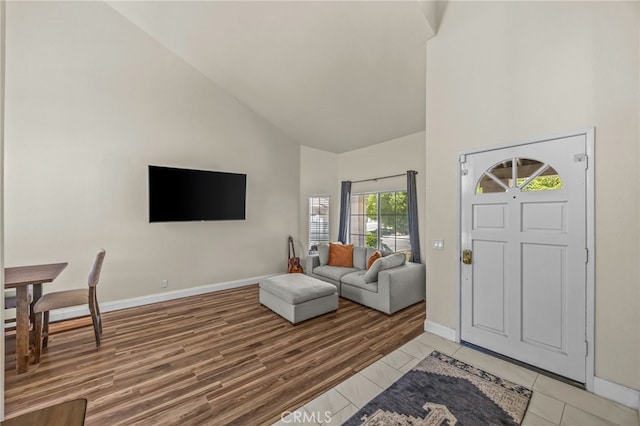 13106 Thicket Pl, Corona, CA 92883 - entrance foyer featuring high vaulted ceiling and light wood-type flooring