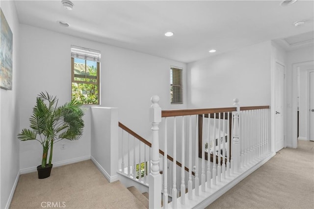 41 Keepsake, Irvine, CA 92618 - corridor with carpet, an upstairs landing, and recessed lighting