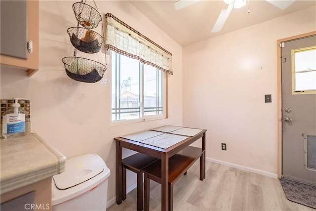 24561 Sinaloa St, Moreno Valley, CA 92557 - dining area with ceiling fan and light wood-type flooring