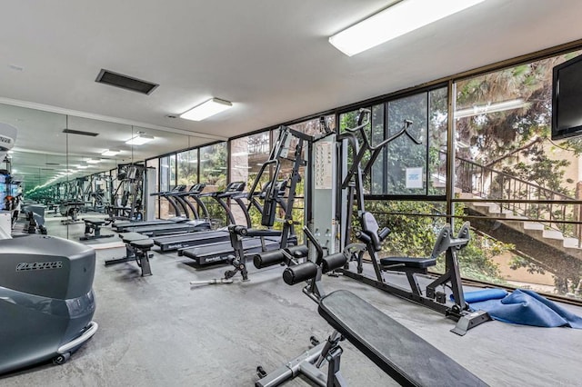 2500 Torrey Pines Rd Unit 805, La Jolla, CA 92037 - workout area featuring expansive windows and healthy amount of natural light
