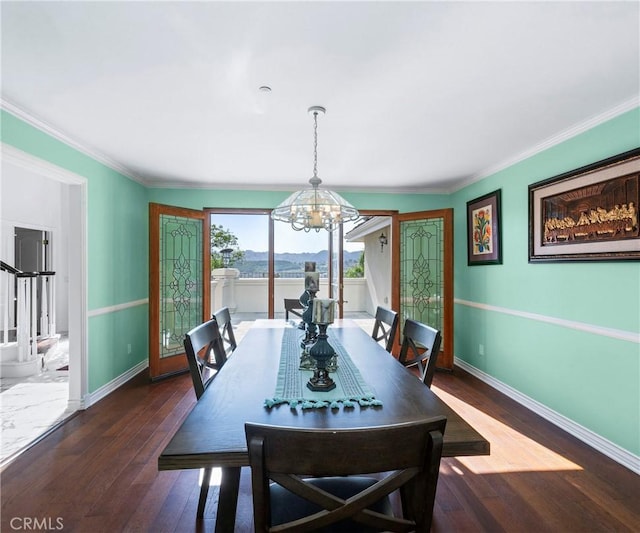 40620 Via Ranchitos, Fallbrook, CA 92028 - dining space with a chandelier, hardwood / wood-style floors, and ornamental molding