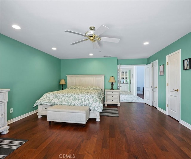 40620 Via Ranchitos, Fallbrook, CA 92028 - bedroom featuring wood finished floors, recessed lighting, and a ceiling fan