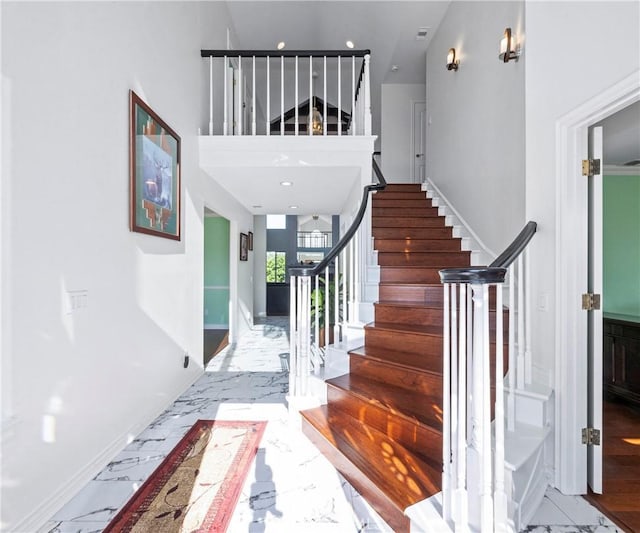 40620 Via Ranchitos, Fallbrook, CA 92028 - stairway with marble tiled floors and baseboards