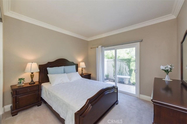 38 Toulon, Laguna Niguel, CA 92677 - bedroom with access to exterior, crown molding, and light carpet