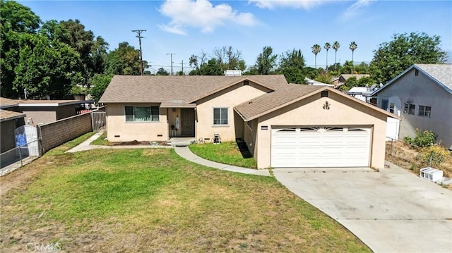 9562 Locust Ave, Fontana, CA 92335 - single story home with stucco siding, concrete driveway, a garage, and roof with shingles