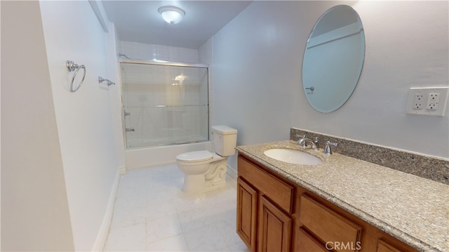 22500 N Summit Ridge Cir, Chatsworth, CA 91311 - bathroom with vanity, enclosed tub / shower combo, and tile patterned flooring