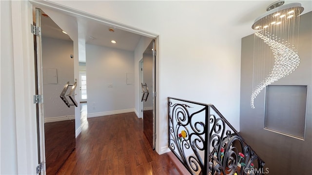 22500 N Summit Ridge Cir, Chatsworth, CA 91311 - hall featuring wood finished floors and recessed lighting
