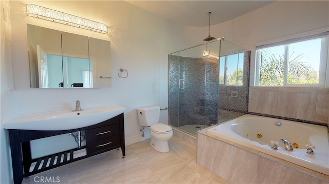 22500 N Summit Ridge Cir, Chatsworth, CA 91311 - full bath with a shower stall, a whirlpool tub, and vanity