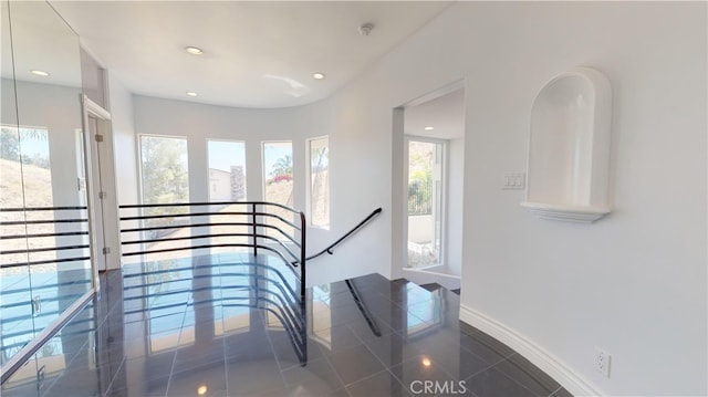 22500 N Summit Ridge Cir, Chatsworth, CA 91311 - staircase with recessed lighting and granite floors