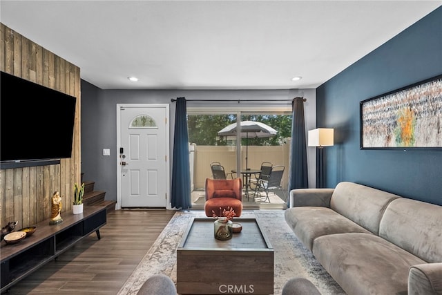 10155 De Soto Ave Unit 104, Chatsworth, CA 91311 - living area with wood finished floors and recessed lighting