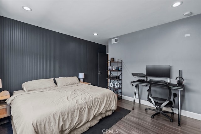 10155 De Soto Ave Unit 104, Chatsworth, CA 91311 - bedroom with wood finished floors, recessed lighting, and an office area