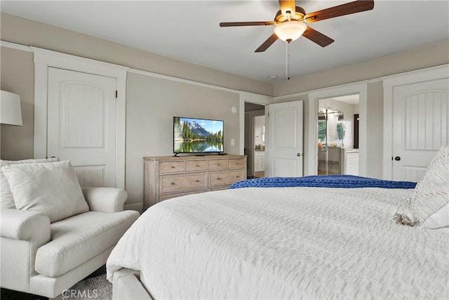 3354 Orange St, Riverside, CA 92501 - bedroom with ensuite bath and a ceiling fan