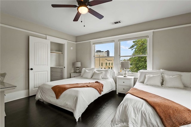 3354 Orange St, Riverside, CA 92501 - bedroom with dark wood-style flooring and ceiling fan