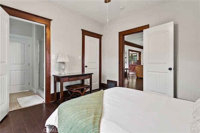 3354 Orange St, Riverside, CA 92501 - bedroom with crown molding and dark wood-type flooring