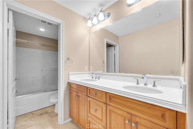 284 Tustin Field Dr, Tustin, CA 92782 - full bath with double vanity, shower / bath combination with glass door, and tile patterned flooring