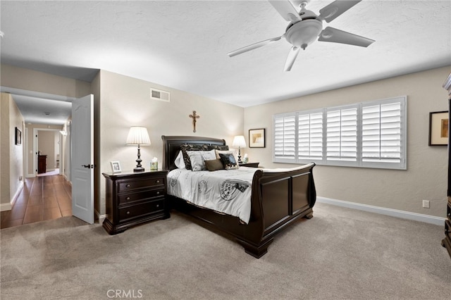 9430 Valley View St, Rancho Cucamonga, CA 91737 - bedroom with carpet, a ceiling fan, and a textured ceiling