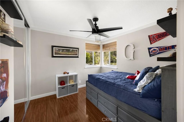 21210 Twin Oak, Yorba Linda, CA 92886 - bedroom with wood finished floors, crown molding, and a ceiling fan
