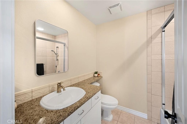 21210 Twin Oak, Yorba Linda, CA 92886 - bathroom with a tile shower, vanity, and tile patterned flooring