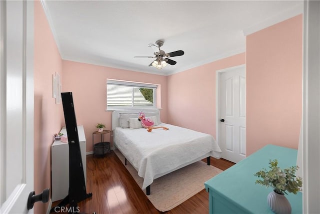 21210 Twin Oak, Yorba Linda, CA 92886 - bedroom featuring dark wood-style flooring, ceiling fan, and ornamental molding