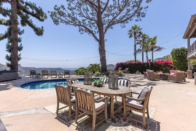 3626 Saint Elizabeth Rd, Glendale, CA 91206 - swimming pool featuring a patio, an outdoor hangout area, and outdoor dining space