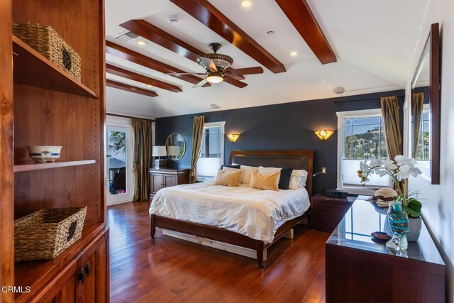 3626 Saint Elizabeth Rd, Glendale, CA 91206 - bedroom with dark wood finished floors, ceiling fan, and access to exterior