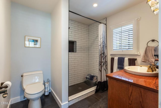3626 Saint Elizabeth Rd, Glendale, CA 91206 - bathroom featuring a stall shower, tile patterned floors, and vanity