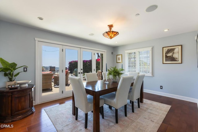3626 Saint Elizabeth Rd, Glendale, CA 91206 - dining room featuring french doors, hardwood / wood-style floors, and recessed lighting