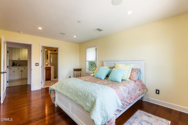 3626 Saint Elizabeth Rd, Glendale, CA 91206 - bedroom featuring dark wood-style flooring, recessed lighting, and ensuite bathroom