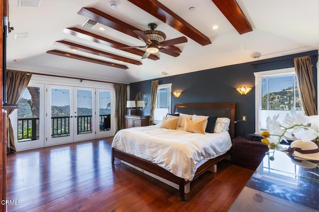 3626 Saint Elizabeth Rd, Glendale, CA 91206 - bedroom featuring access to exterior, wood finished floors, french doors, and ceiling fan