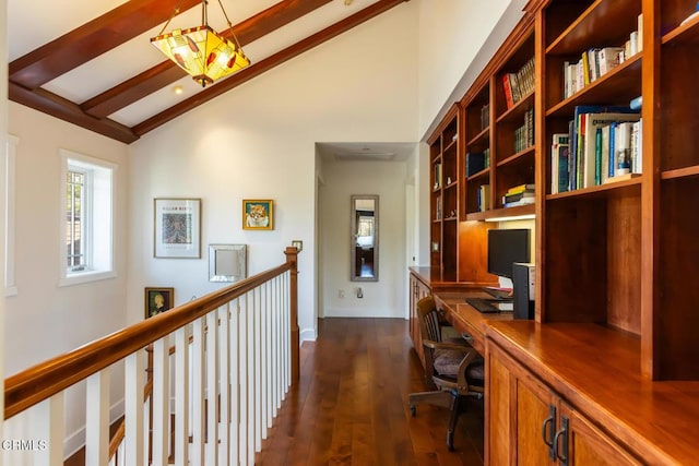 3626 Saint Elizabeth Rd, Glendale, CA 91206 - home office featuring dark wood-type flooring and built in study area