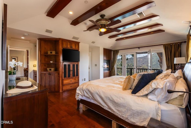 3626 Saint Elizabeth Rd, Glendale, CA 91206 - bedroom featuring access to exterior, dark wood finished floors, and recessed lighting