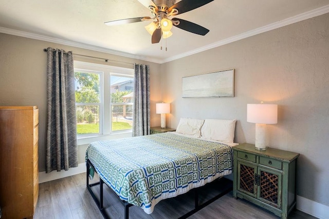 1396 N Ferger Ave, Fresno, CA 93728 - bedroom with wood finished floors, crown molding, and ceiling fan