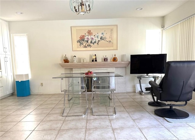 2227 Langspur Dr, Hacienda Heights, CA 91745 - dining area featuring a chandelier and light tile patterned flooring