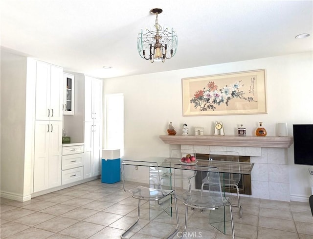 2227 Langspur Dr, Hacienda Heights, CA 91745 - dining space featuring light tile patterned flooring, a chandelier, and recessed lighting